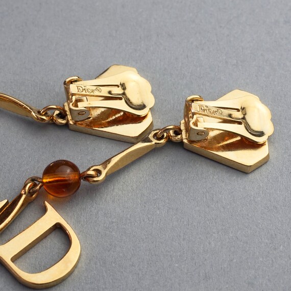 Vintage CHRISTIAN DIOR D Logo Enamel Charm Glass Bead Dangling