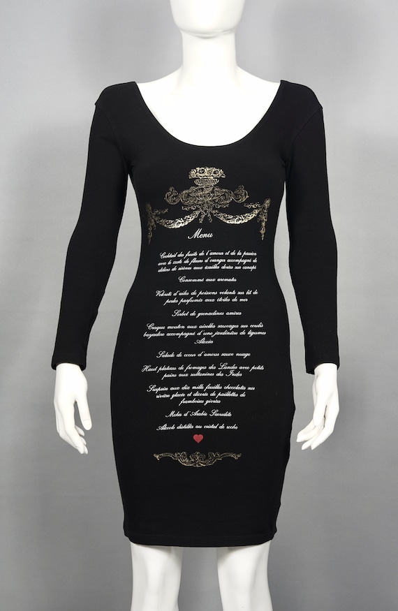 Vintage MOSCHINO French Menu Novelty Dress