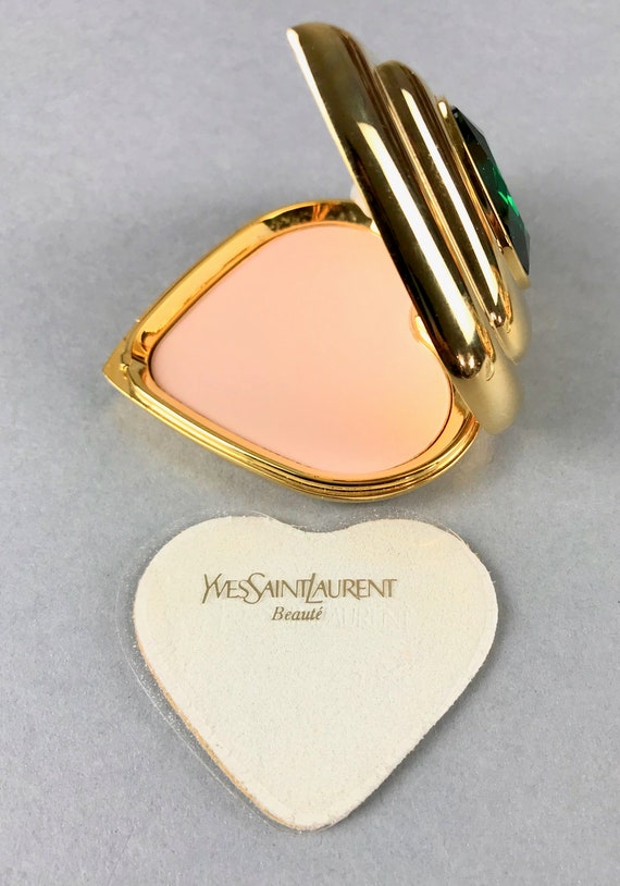 Vintage YVES SAINT LAURENT Robert Goossens Green Heart Jewelled
