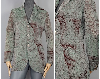 Vintage JEAN PAUL GAULTIER Constellation Face Optic Illusion Shirt Blazer Jacket