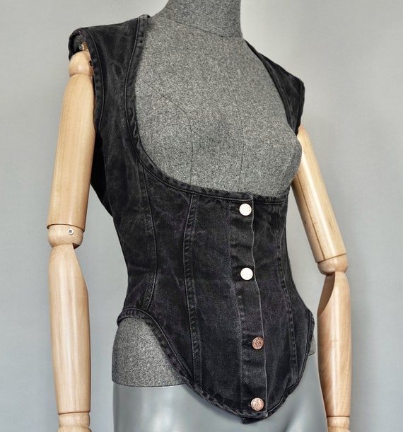 Vintage JEAN PAUL GAULTIER Denim Corset Vest Top
