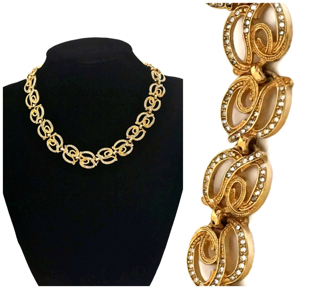アクセサリー Christian Dior Logo Rhinestone Necklace Christian DIOR Necklace Logo Gold plated Chain Rhinestone CD