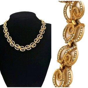 Vintage CHRISTIAN DIOR Rhinestone Logo Links Necklace
