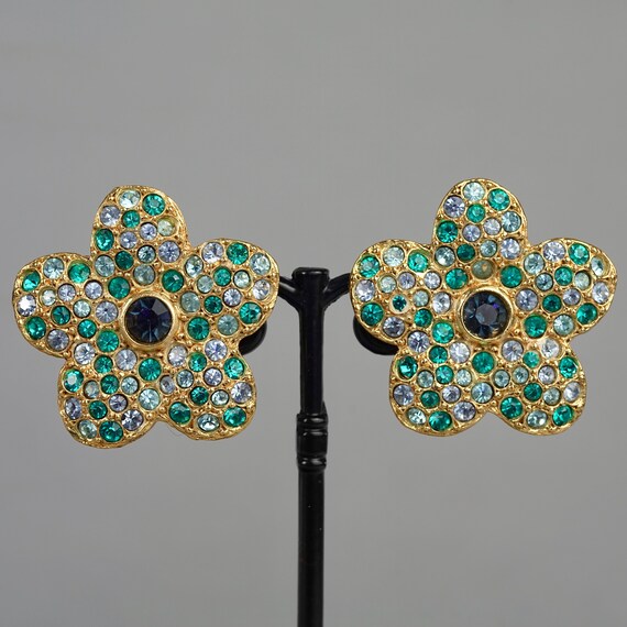 Vintage YVES SAINT LAURENT Ysl Flower Rhinestone … - image 4