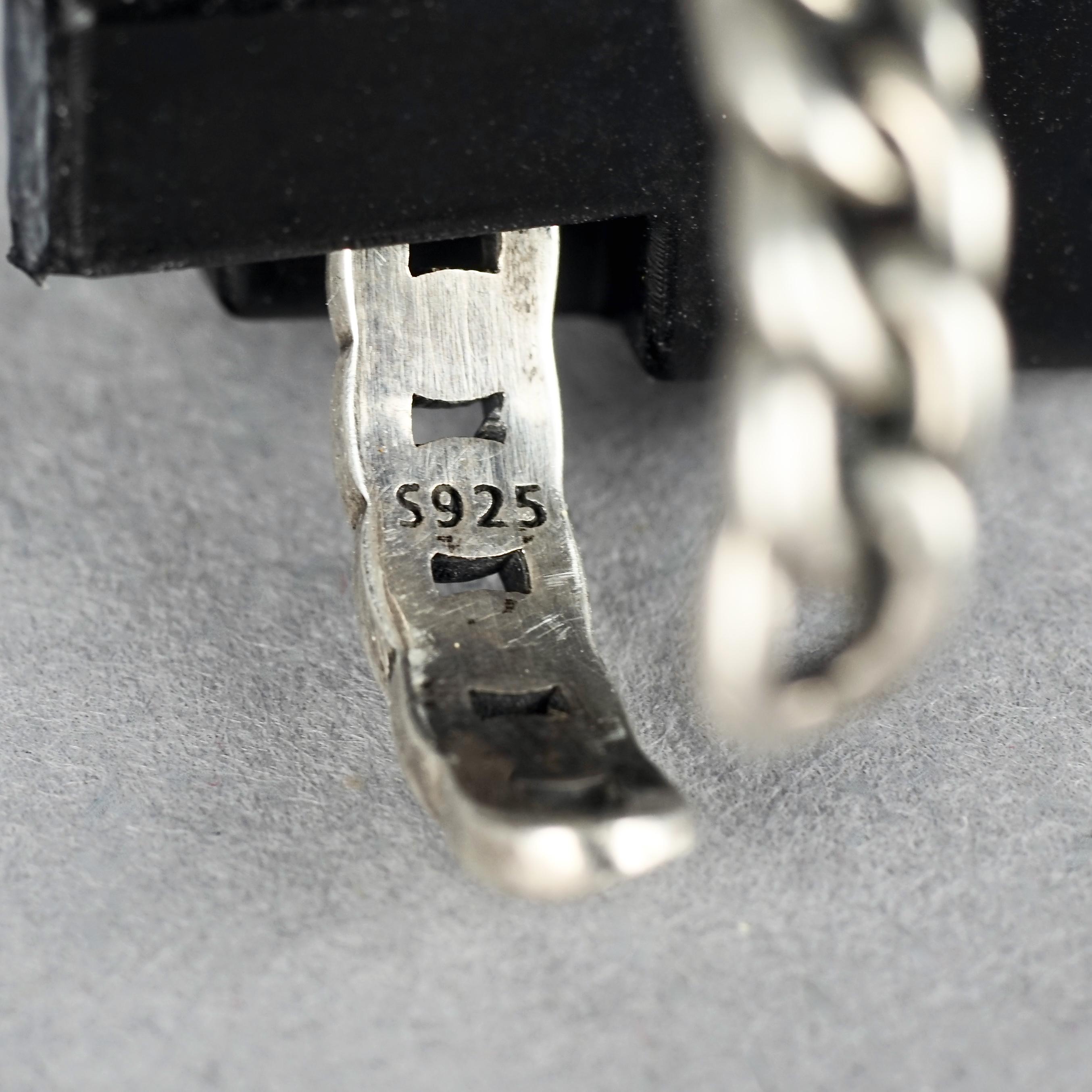 Vintage YVES SAINT LAURENT Nameplate Chain-link Silver Ring