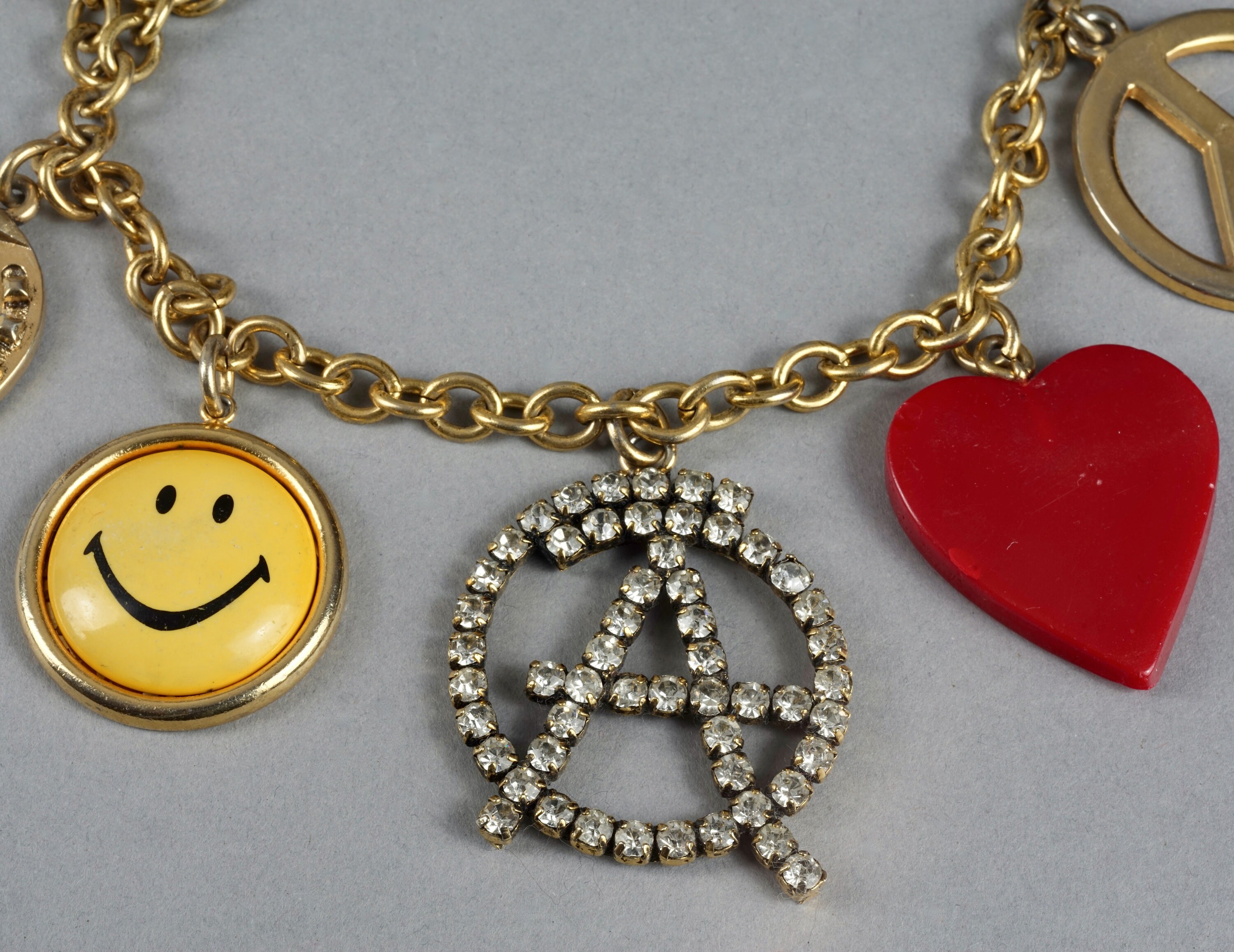 Vintage Iconic MOSCHINO Love Peace Smile Charm Belt 
