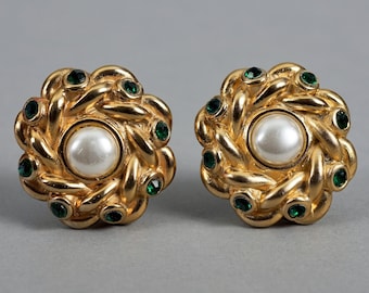 Boucles D'oreilles Pendantes Jacky De G Vintage - Perles Et Clip, Occasion
