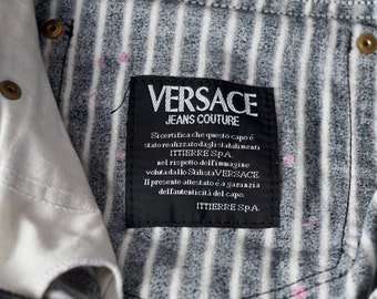Vintage 1990s VERSACE JEANS COUTURE Pop Art Graffiti Stripe Jean