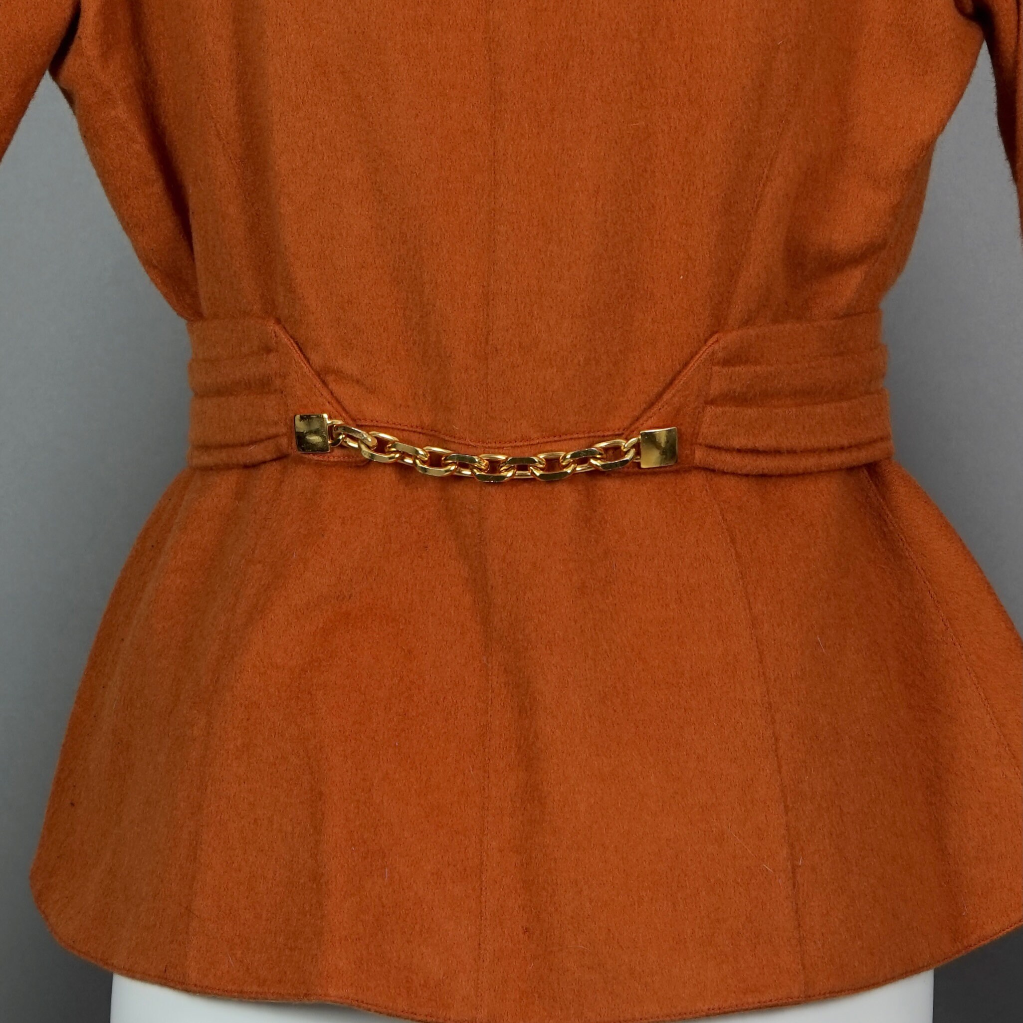 80s Thierry Mugler Activ Chocolate Brown Wool Fitted Wasp