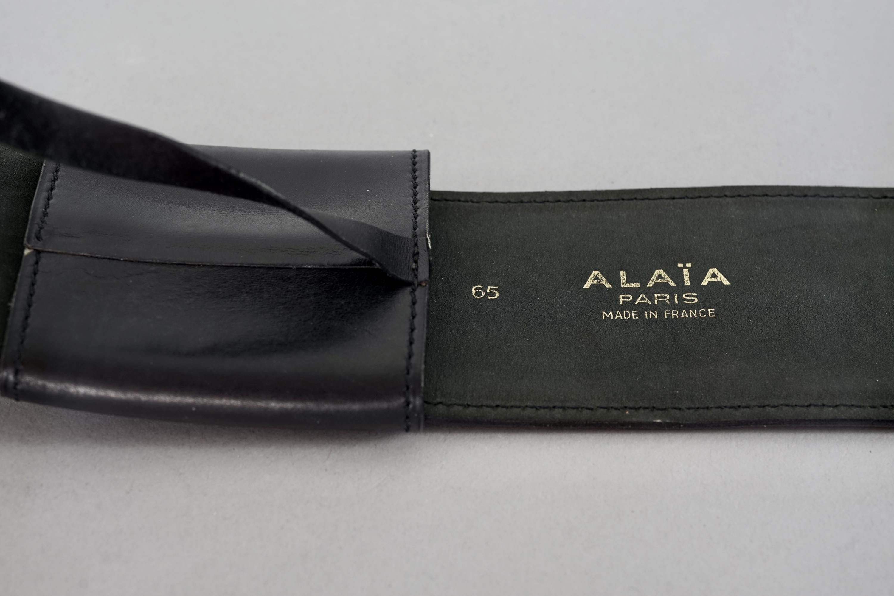 ヴィンテージ ALAIA ブラック オールオーバー レザー バックル ベルト 