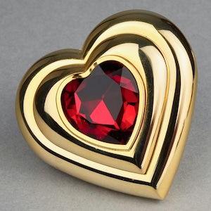 Vintage YVES SAINT LAURENT by Robert Goossens Red Heart Jewelled Compact Powder