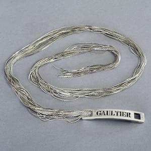 Vintage JEAN PAUL GAULTIER Openwork Logo Cascading Silver Chain Necklace
