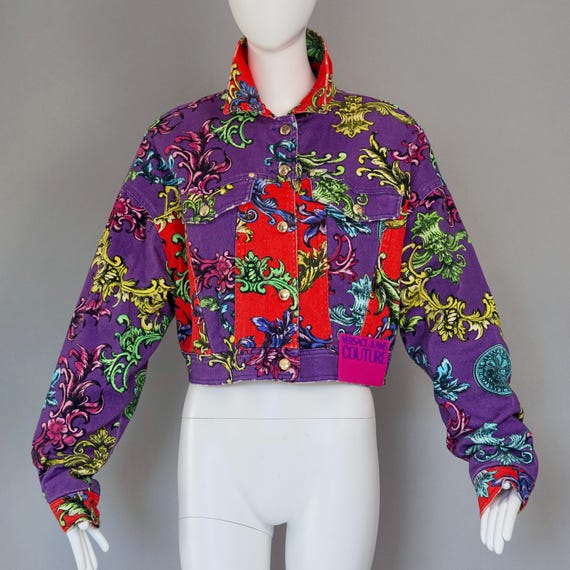 Vintage VERSACE JEANS COUTURE Baroque Print Cropped Jacket - Etsy
