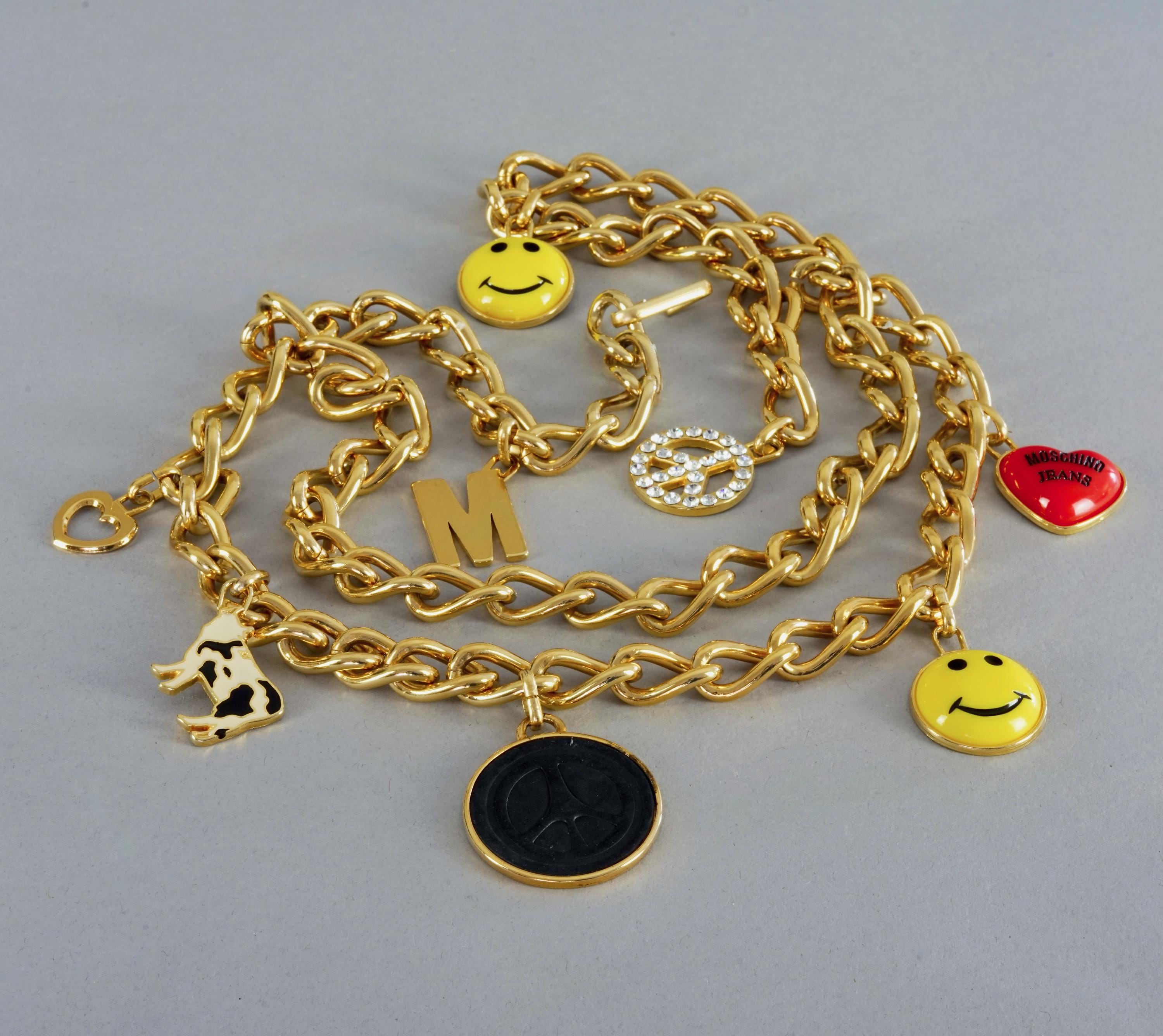 Vintage Iconic MOSCHINO Love Peace Smiley Cow Multi Charm 