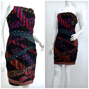 Vestido bustier de seda con corbata MOSCHINO vintage