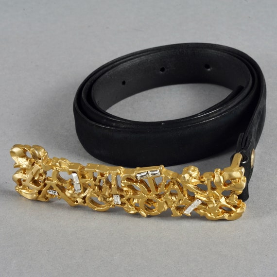 Vintage CHRISTIAN LACROIX Spelled Abstract Rhinestone Black  display picture 1