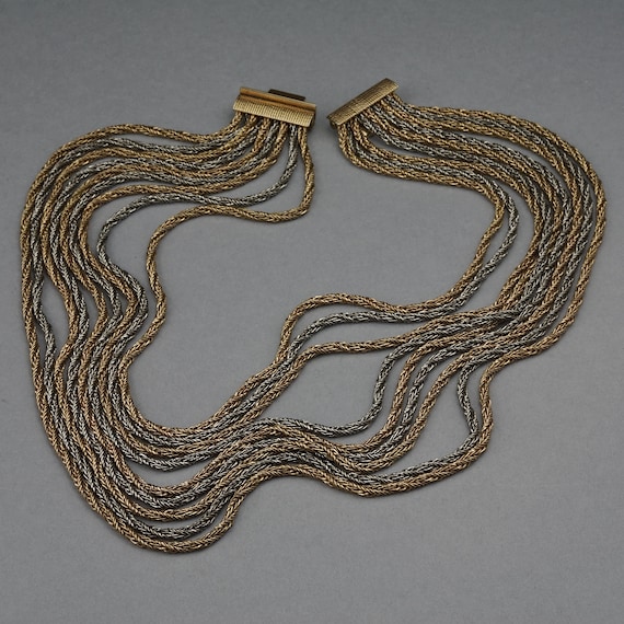 Vintage 1964 CHRISTIAN DIOR 9 Strand Two Tone Chain Necklace Vintage 1964 CHRISTIAN DIOR 9 Strand Two Tone Chain Necklace