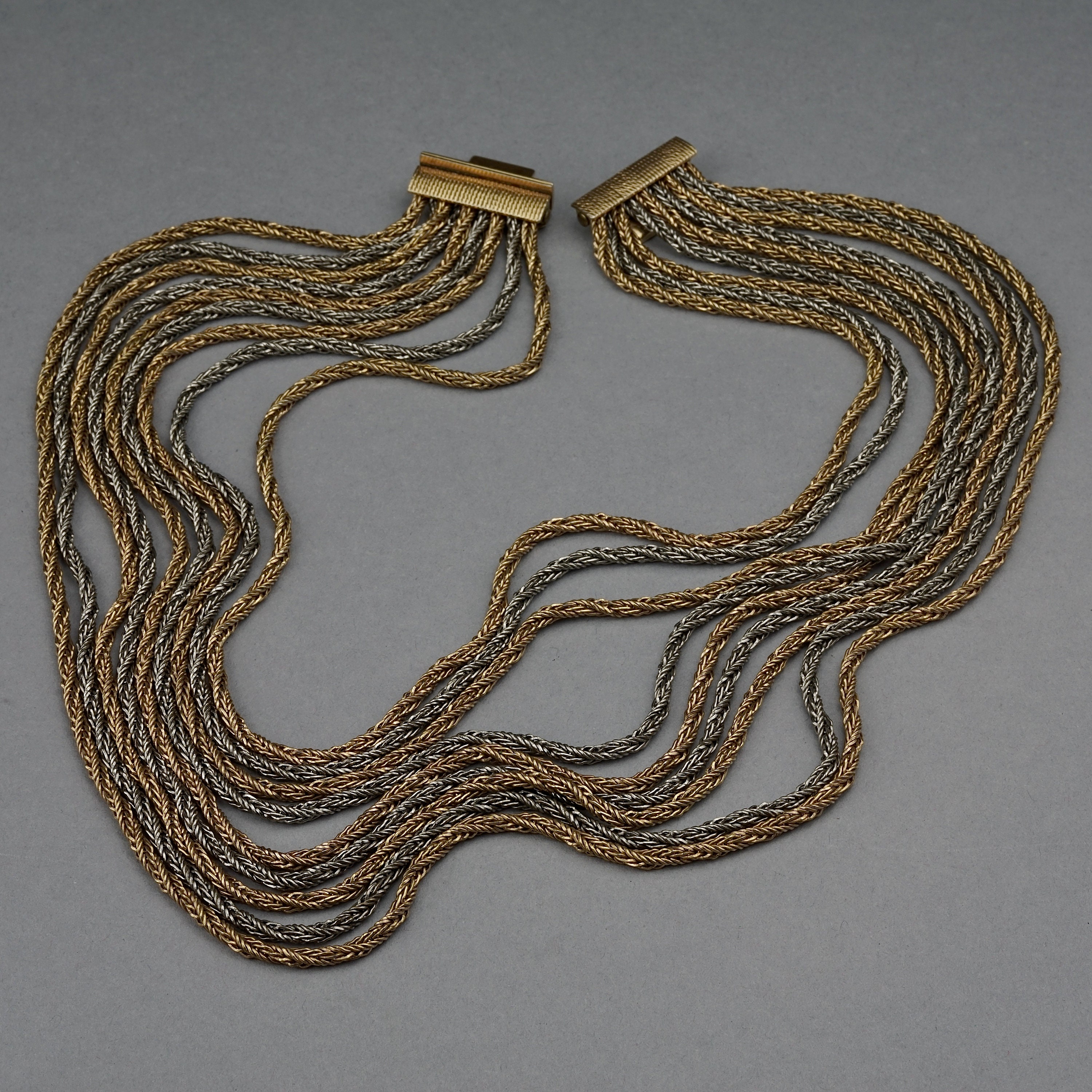 Vintage 1964 CHRISTIAN DIOR 9 Strand Two Tone Chain Necklace