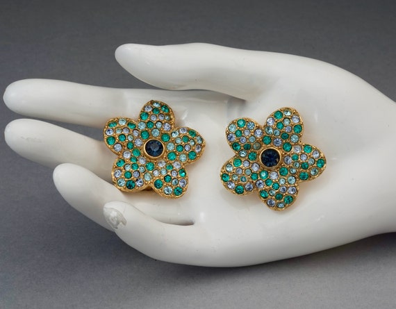 Vintage YVES SAINT LAURENT Ysl Flower Rhinestone … - image 8