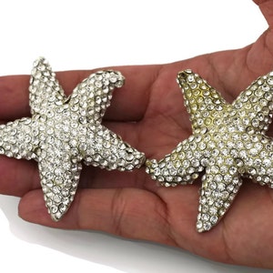 Vintage LANVIN PARIS Star Rhinestone Silver Earrings