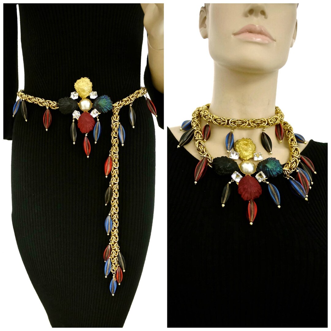 ネックレス・ペンダント SAINT LAURENT OVERSIZED GLASS WOOD RESIN AND L NECKLACE oversized necklace in glass, wood, resin, and metal | Saint