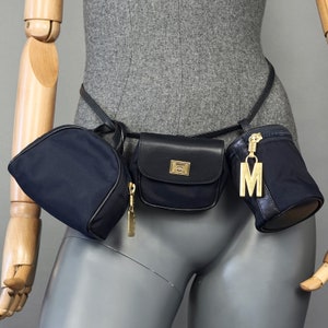 Vintage MOSCHINO REDWALL 3 Purses Navy Blue Belt Bag -  Finland