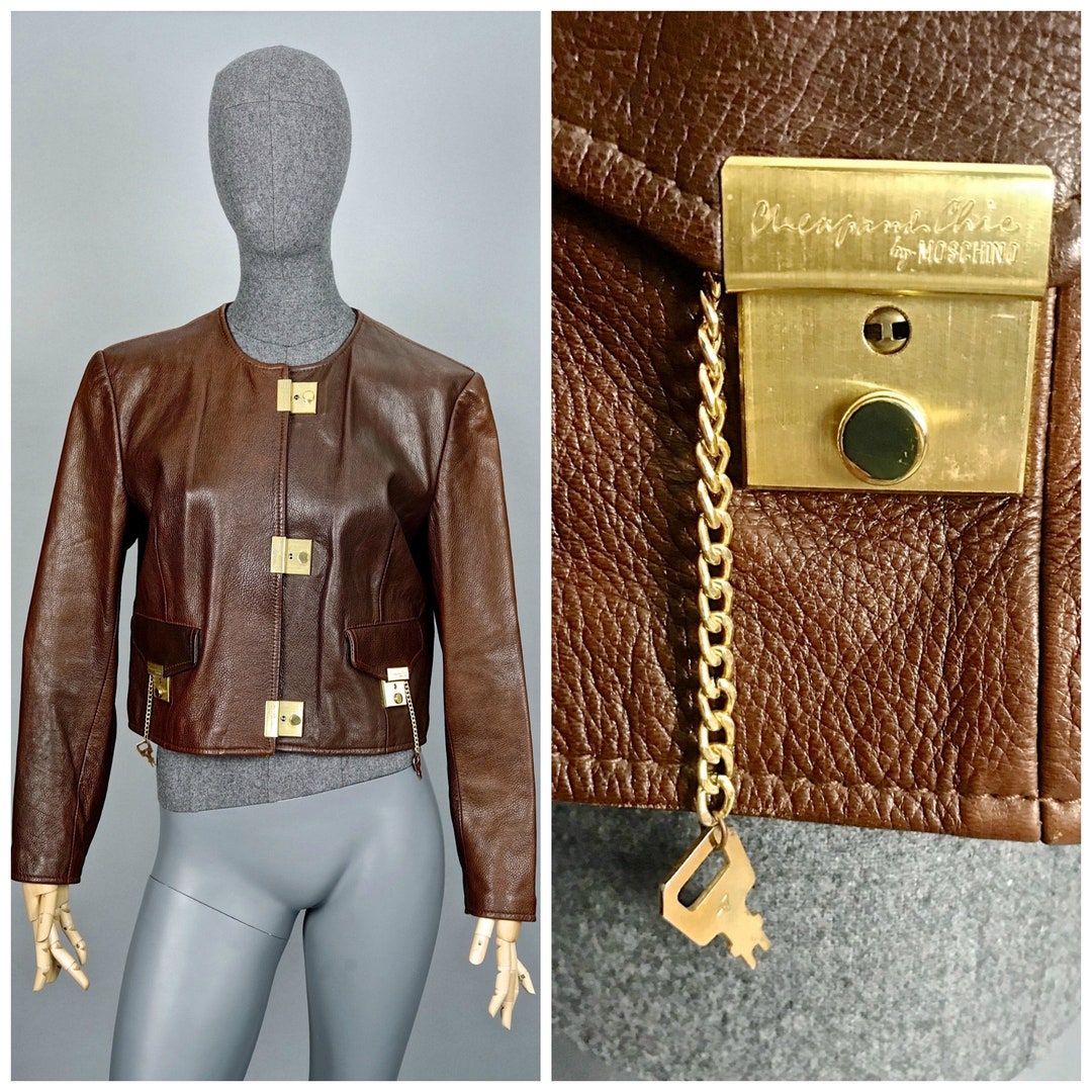 Vintage 1989 MOSCHINO CHEAP and CHIC Lock Key Brown Leather Vintage 1989 MOSCHINO CHEAP and CHIC Lock Key Brown Leather