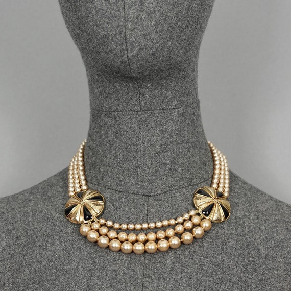 Vintage Balenciaga Tiered Pearl Disc Necklace - image 2