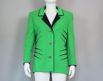 Vintage PIERRE CARDIN Futuristic Green Black Contrast Jacket