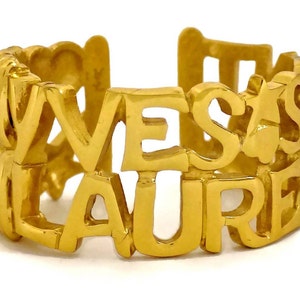 Vintage YVES SAINT LAURENT Ysl Spelled Letter Bracelet Cuff image 1