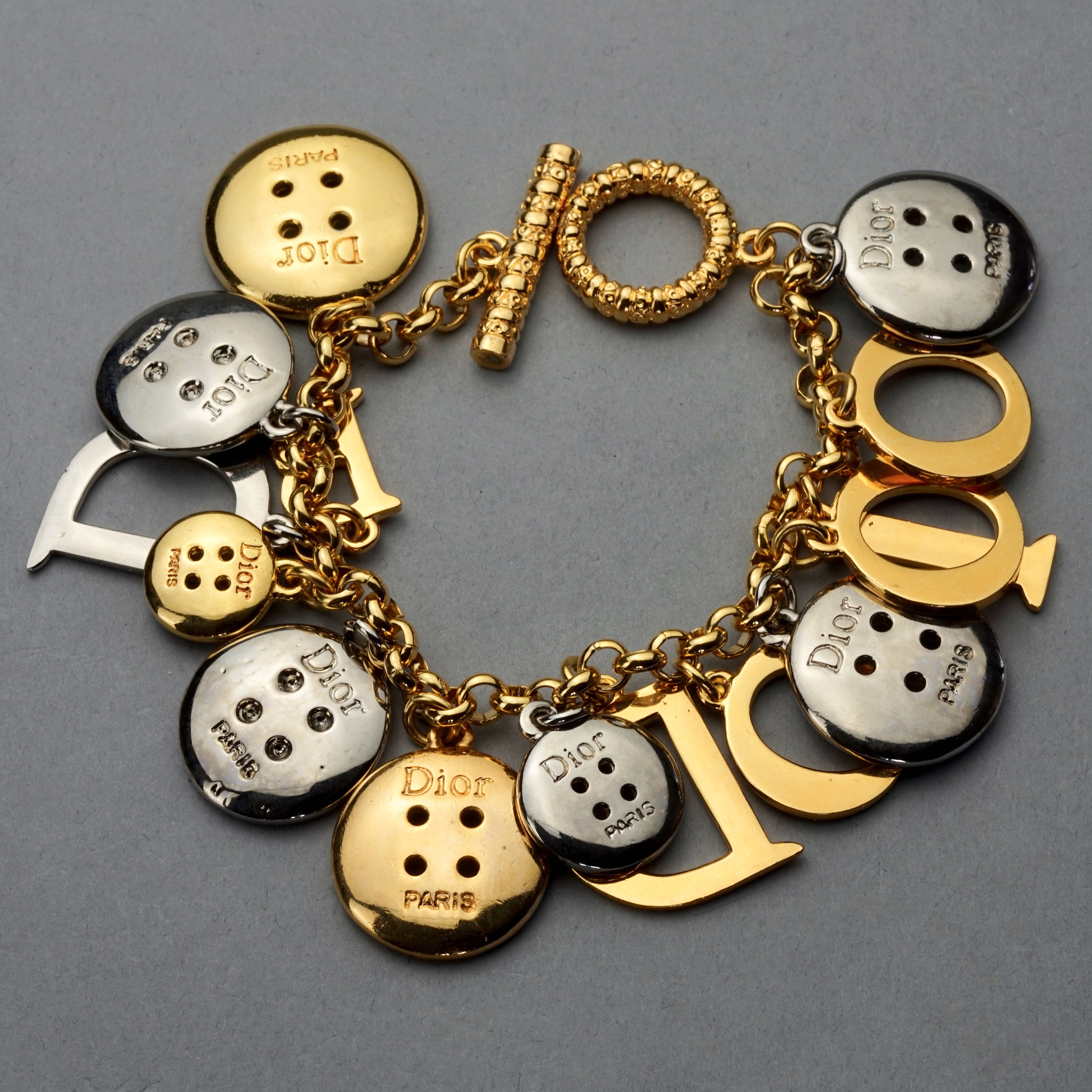 Chanel Vintage Gold Plated Letter Double Ring Necklace - LAR Vintage