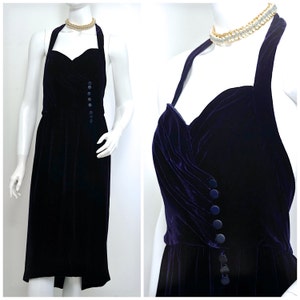 Vintage CHANEL BOUTIQUE Velvet Halter Formal Dress