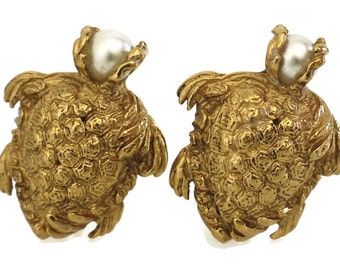 Vintage YVES SAINT LAURENT Turtle Pearl Earrings