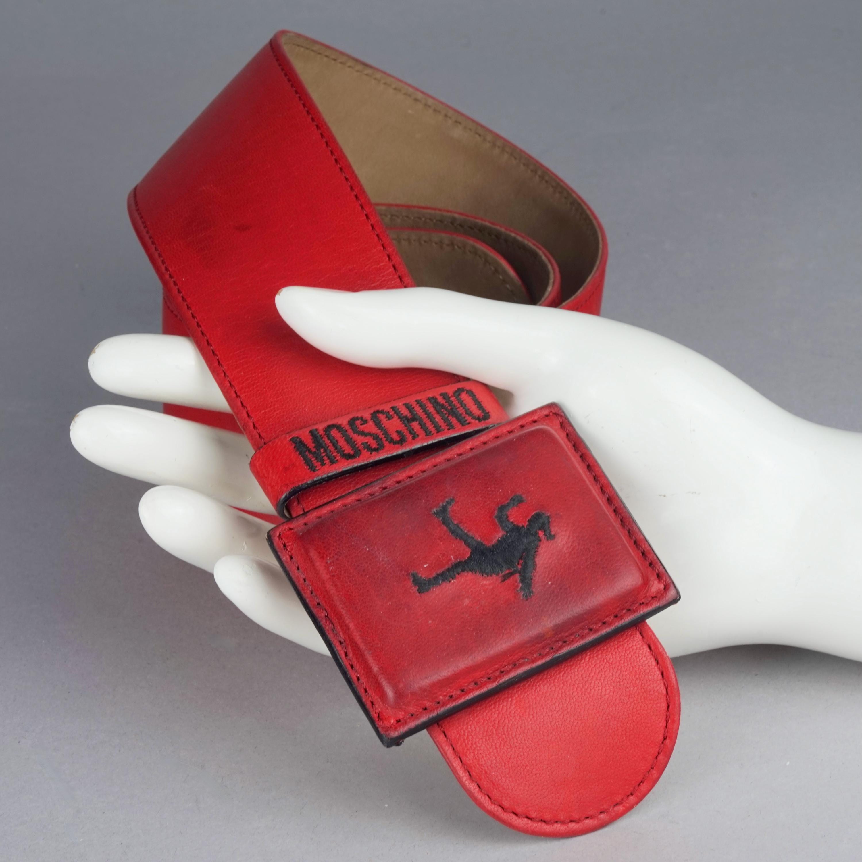 Vintage MOSCHINO REDWALL Embroidered Logo Silhouette Buckle 