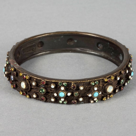 Vintage JEAN PAUL GAULTIER Ethnic Jewelled Rhinestone Bangle 