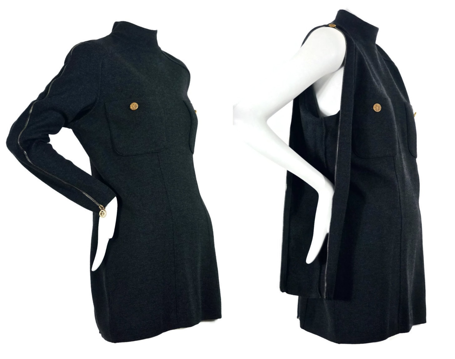 CHANEL BOUTIQUE ダークグレー ジャケット　36 ヴィンテージ CHANEL BOUTIQUE ダークグレー ジャケット36 ヴィンテージ