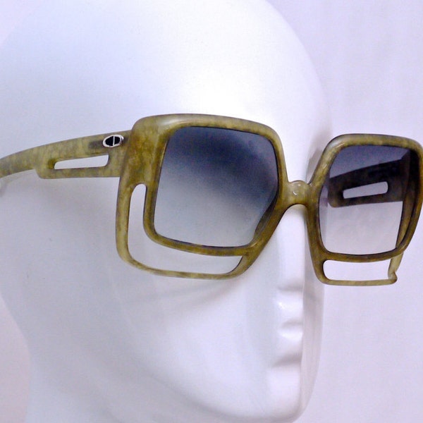 Vintage Oversize Christian Dior Space Age Green Sunglasses