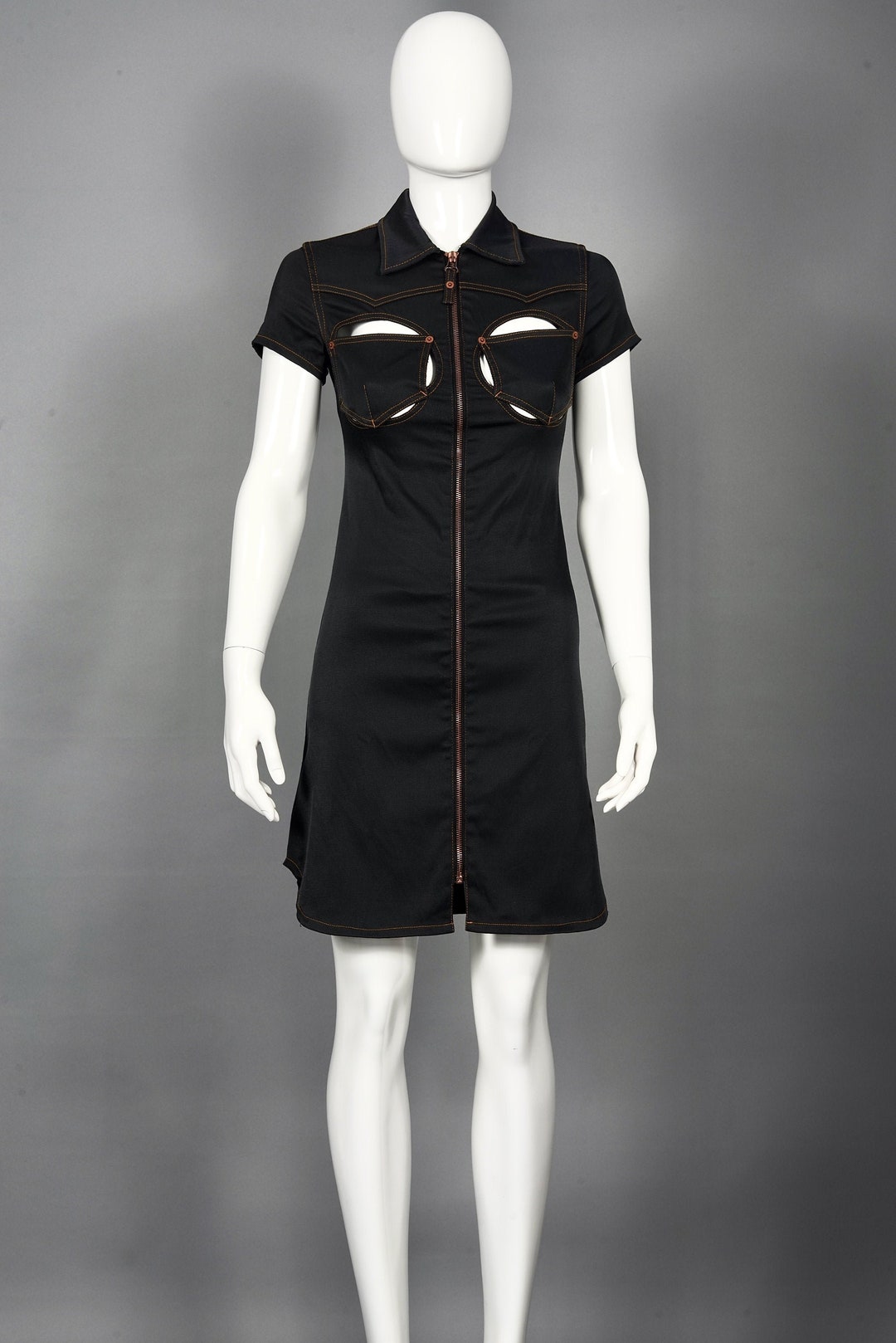 jean paul gaultier cut out dress Draped stretch-satin maxi dress - black