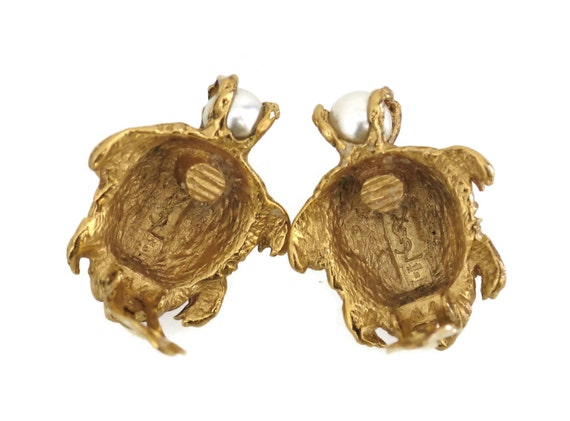Vintage YVES SAINT LAURENT Turtle Pearl Earrings - image 5