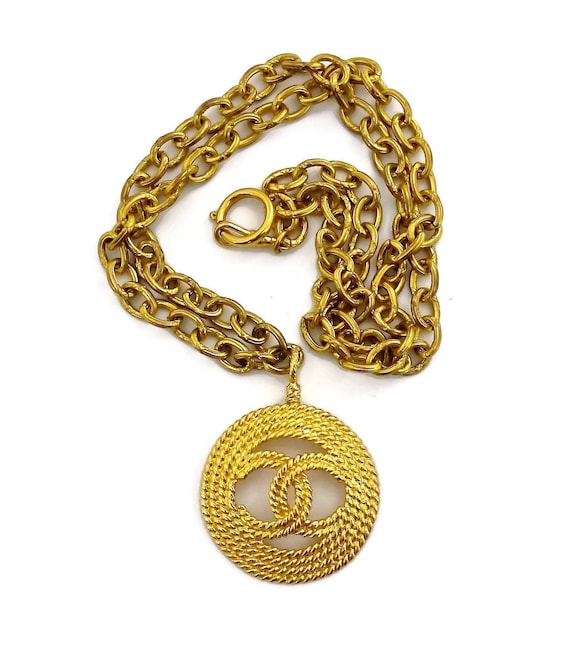 Vintage CHANEL CC Logo Coin Medallion Charm Long Necklace -  Israel