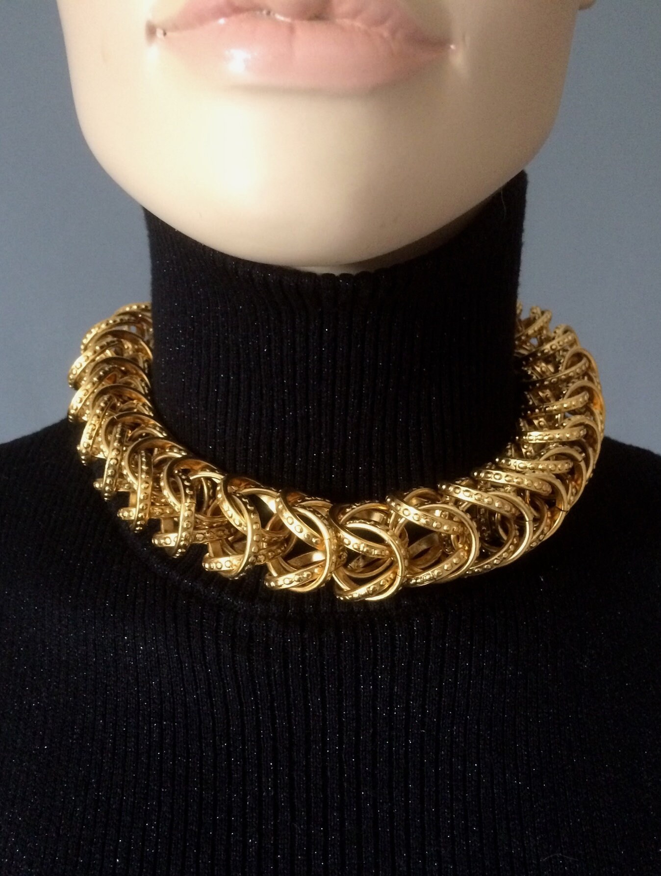Vintage CHANEL Chunky Ring Link Chain Choker Necklace - Etsy