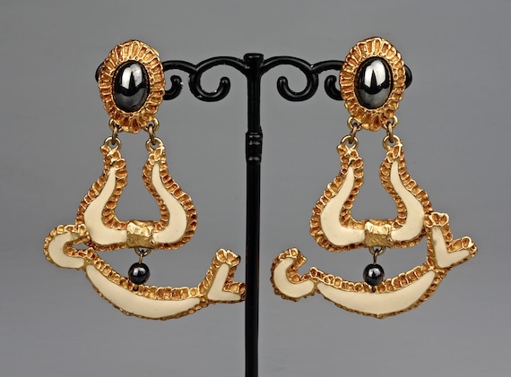 Vintage CHRISTIAN LACROIX Baroque Enamel Earrings
