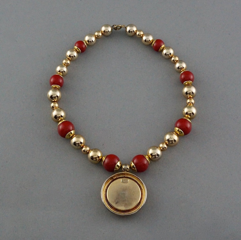 Vintage 1971 CHRISTIAN DIOR Coral Bead Medallion Necklace Etsy