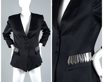 Vintage PACO RABANNE PARIS Space Age Metal Embellish Pocket Jacket