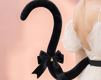 Cinturón con cola de gato y lazo, atuendo para festivales rave, accesorio para fiestas de cosplay.