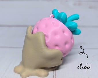 Porte-clés clicker chocoberry fraise, jouet agité recouvert de chocolat