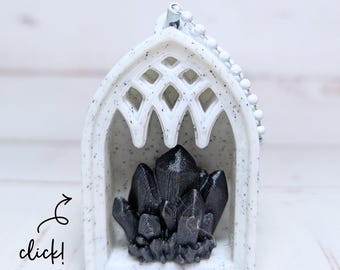 Marble Cathedral Fidget Clicker — Gothic Crystal Window Keychain