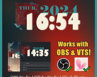 Time Widget | The Flowers of Evil | OBS Studio | VTube Studio | Clock Plugin | time | Vtuber Assets |Twitch Streaming Assets