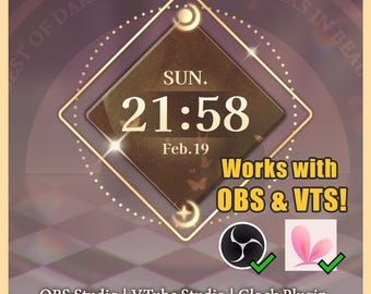 Nocturne | Calendar Widget | Twitch, Youtube, Kick & Tiktok | Clock Plugin | Streamelements OBS | Vtuber Assets |Twitch Streaming Assets