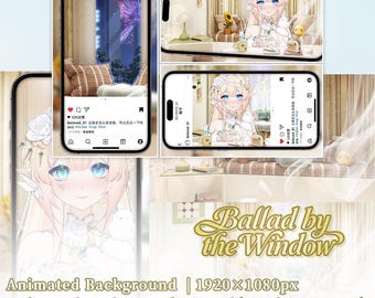 Ballad by the Window | Vtuber Room Asset  | Streaming Assets | Twitch Accessories |  Animated Vtuber Background |  MP4 Digital Download